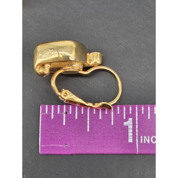 Vintage 90s Joan Rivers Purple Crystal Square Bezel Leverback Earrings - Picture 8 of 11